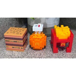 McDonalds Minecraft Movie Toys Set Of 3 Big Mac Crystal Fry Helmet Potion Soda